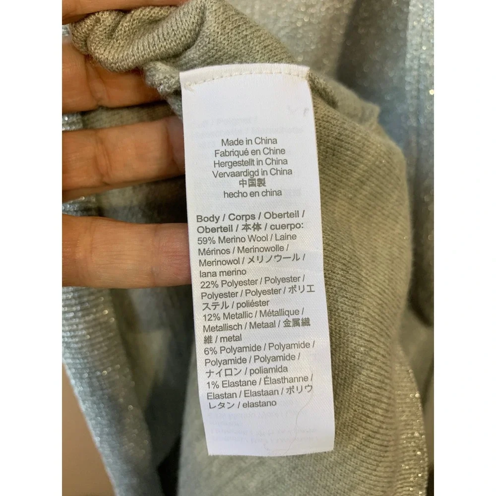 J.Crew Women's Silver Sparkle Twist-Back‎ Long Sleeve A-Line Dress XXL